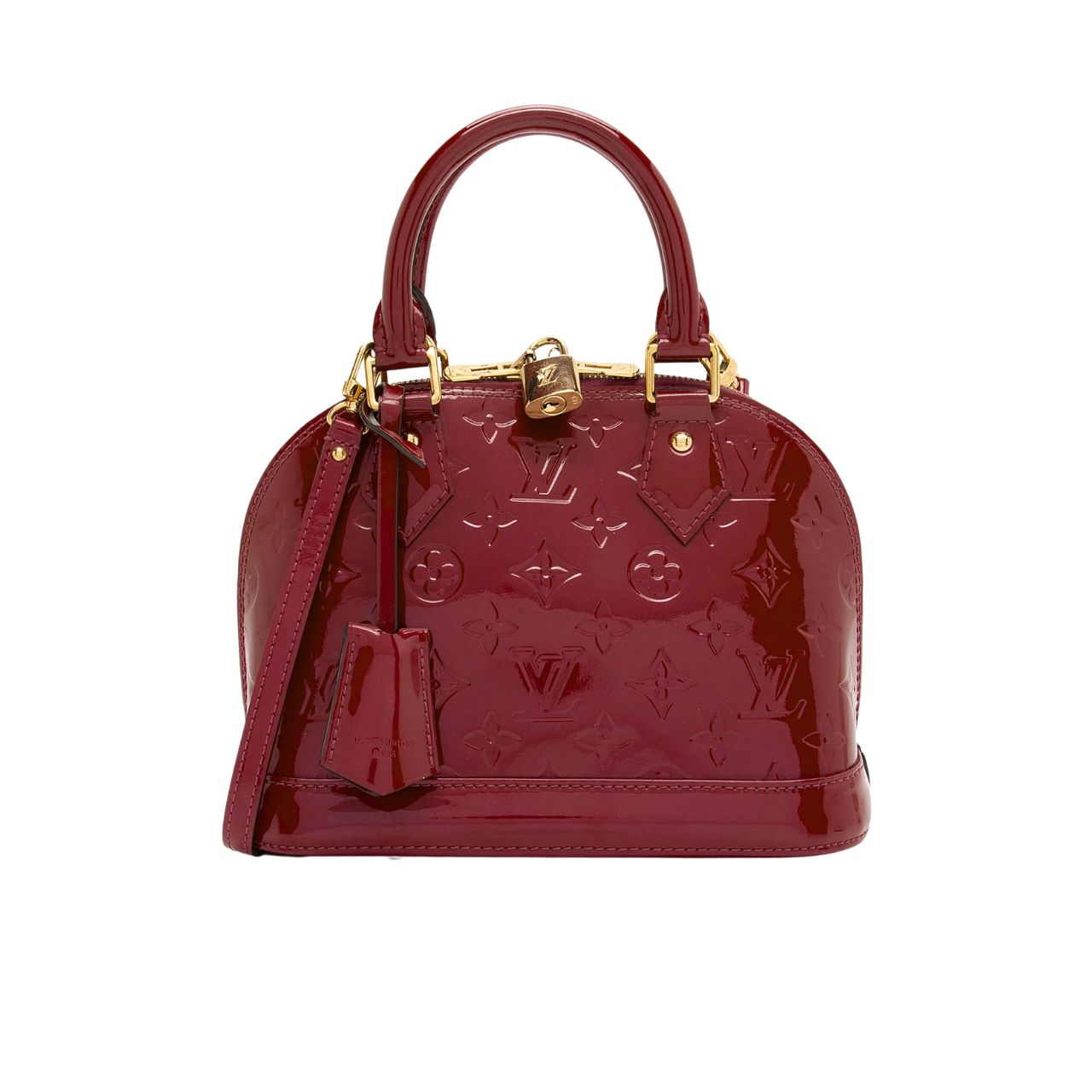 Louis Vuitton Alma Bb Monogram Vernis Leather Dark Red 23Cm
