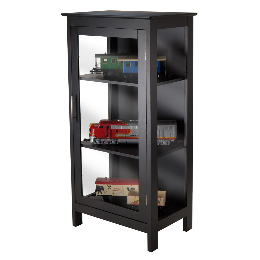 Winsome Wood Poppy Display Cabinet, Glass Door, Black Finish