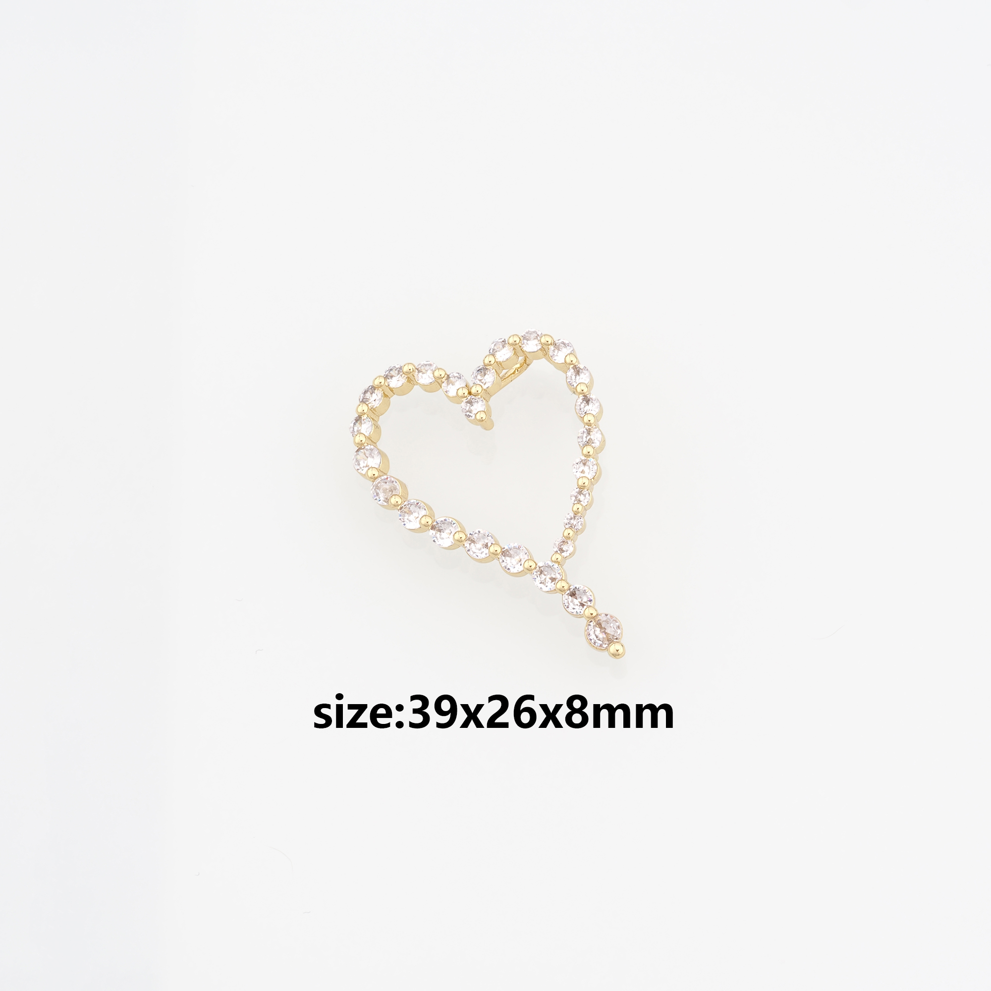 18K Gold Filled Heart Pendant,CZ Micro Pave Heart Charm Earrings Necklace for DIY Jewelry Making Supply