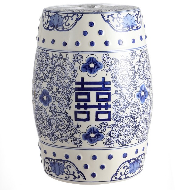 Chinoiserie Ceramic Drum Garden Stool Blue white Jonathan Y