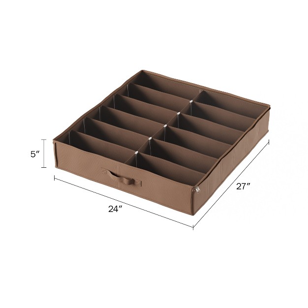 Hastings Home Under bed Shoe Storage Organizer With Clear Plastic Zippered Cover Brown