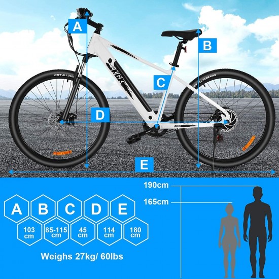 27.5″ Aluminum 700C Electric Bike, 350w Adults Electric Commuting Bicycle with Removable 10.4 Ah Battery, 7-Speed Professional Derailleur City E-bike
