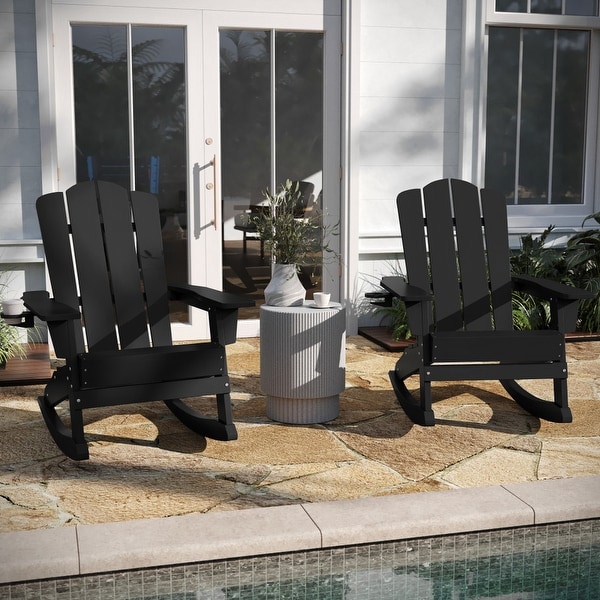 AllWeather Rocking Adirondack Chair with Swiveling Cupholder