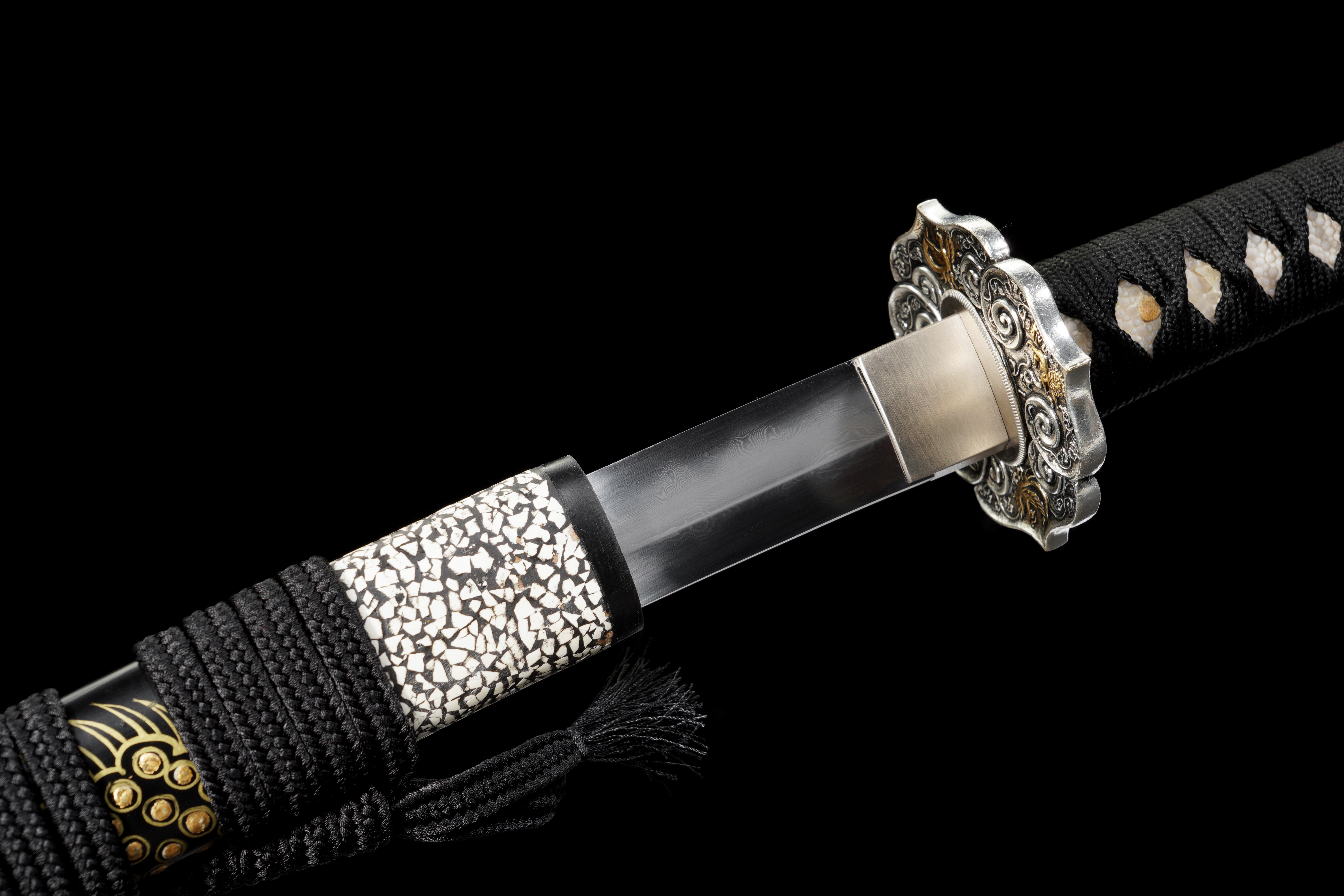 Handmade Japanese Katana Damascus Folded Steel Clay Tempered Full Tang