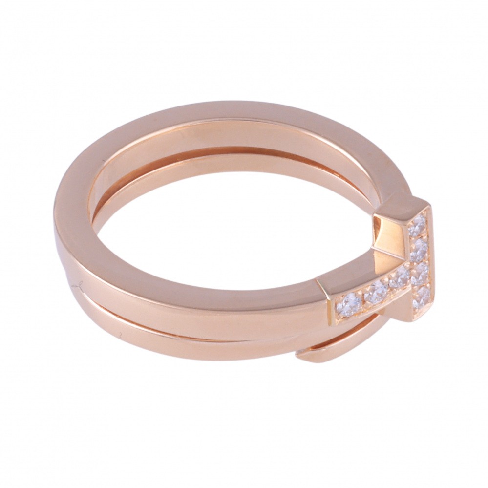 Tiffany & Co. Tiffany T Square Wrap Ring 18K Rose Gold Diamond