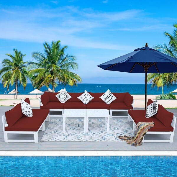 Nicesoul White Aluminum Modern Patio Furniture Sectional Sofa Set with Cushion