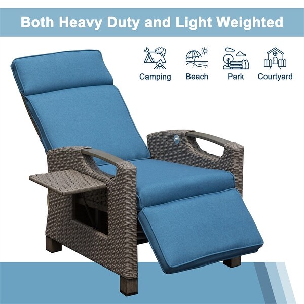 Patio Adjustable Recliner Chair with HandWoven Wicker