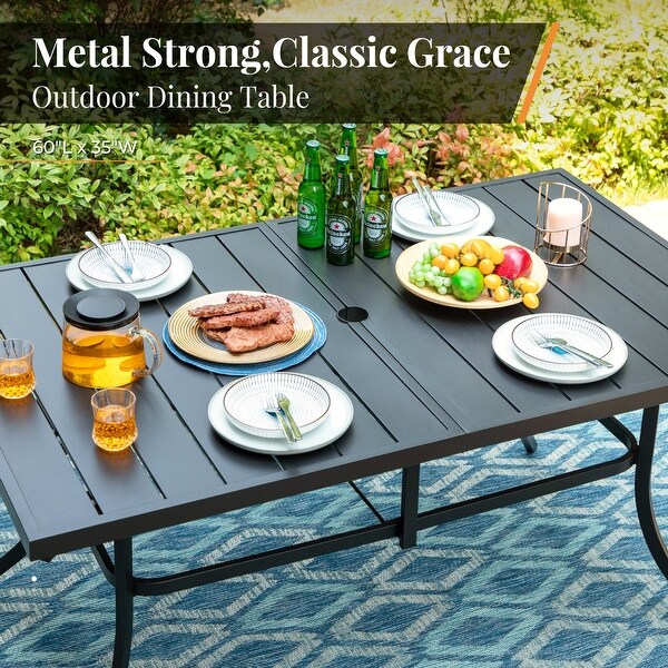 MAISON ARTS 5/7piece Patio Dining Set,4/6 Rattan Swivel Chairs with Cushion and 1 Metal Table with Umbrella Hole