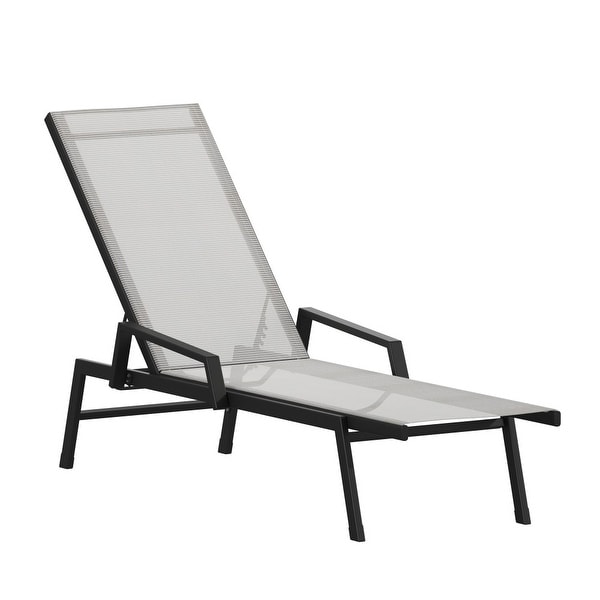 AllWeather Textilene Adjustable Chaise Lounge Chair with Arms