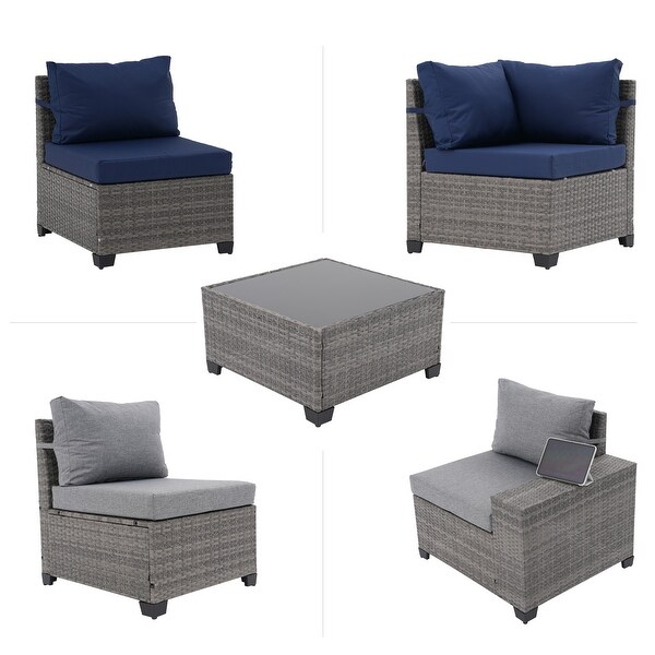 13Piece 10 Person Patio Free Combination Wicker Conversation Set With Waterproof Cushions and Firepit Table