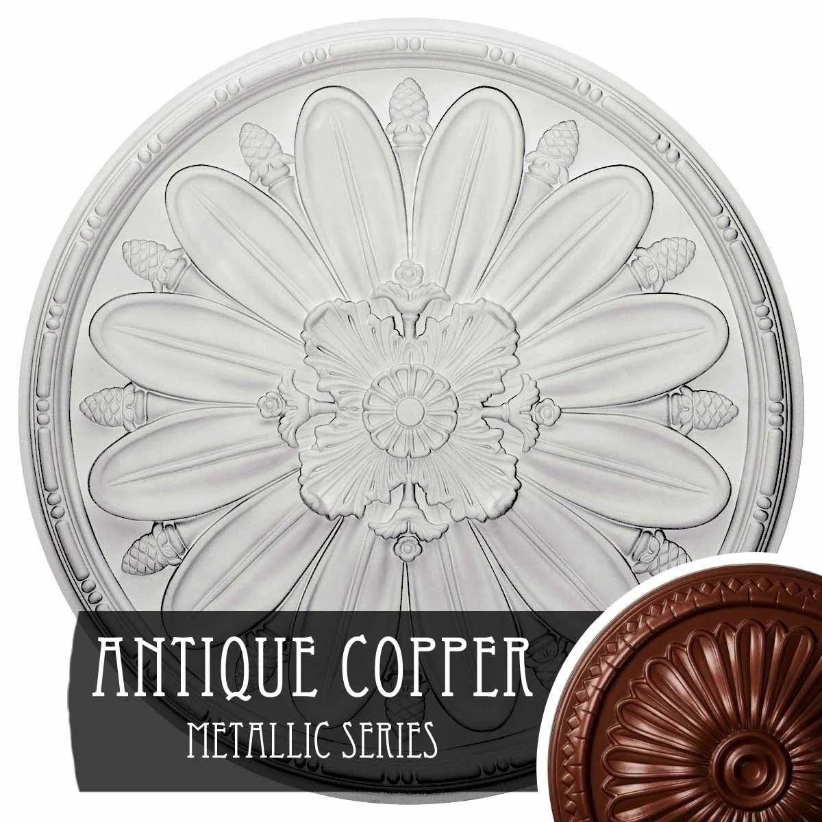 29 7/8x22OD x 1 3/8x22P Fairfax Ceiling Medallion (Ultra Pure White Crackle)