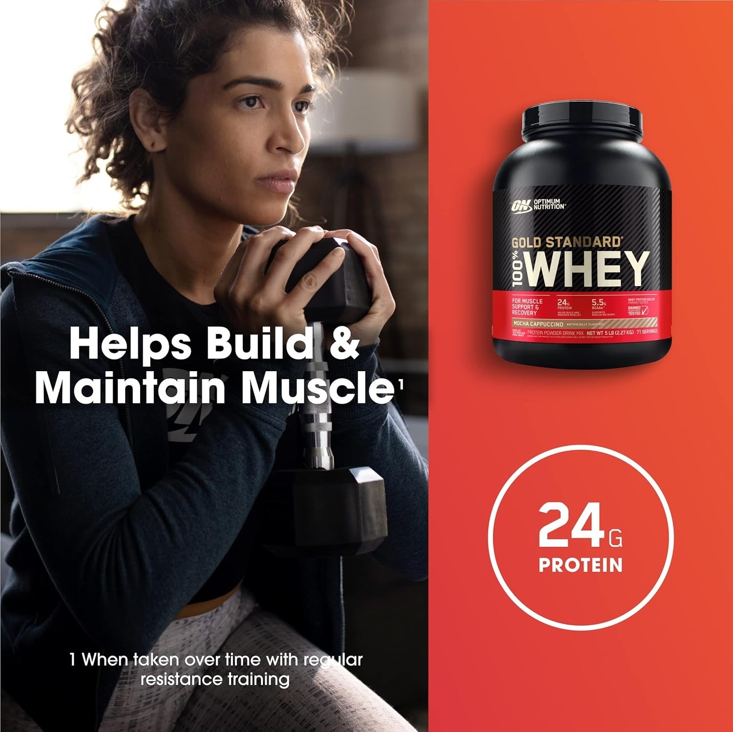 Gold Standard Whey Protein Powder, Mocha Cappuccino, 5 Pound