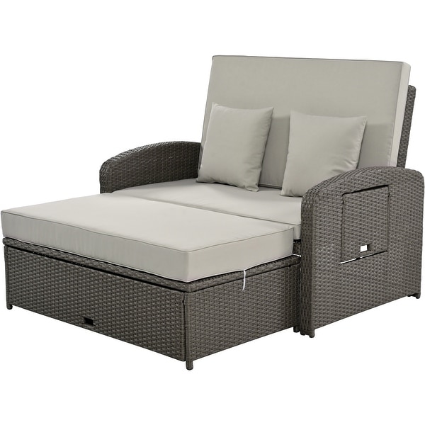 PE Wicker Rattan Reclining Sofa Chair