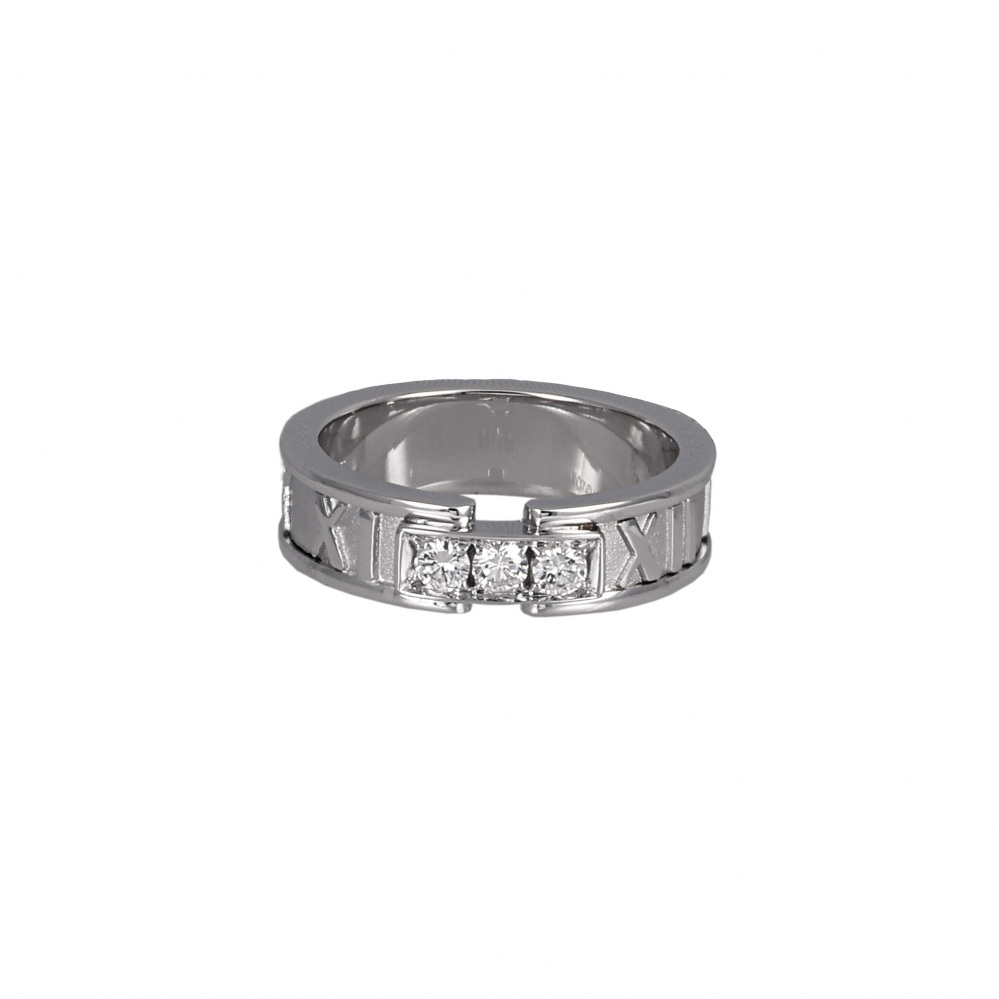 Tiffany & Co. Atlas 1995 3PD Ring 18K White Gold Diamond