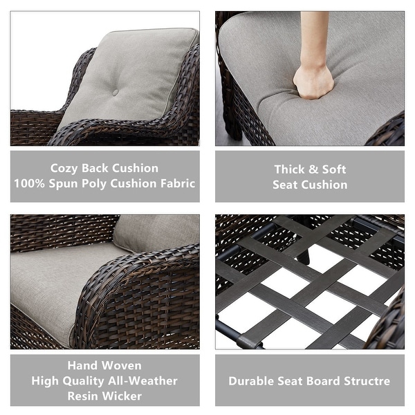 Pocassy 5Piece Patio Furniture Set with Ottomans