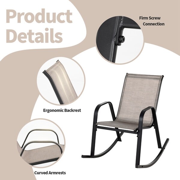 2/ 4 PCS Patio Rocking Chair HeavyDuty Metal Rocker AntiSlip Brown