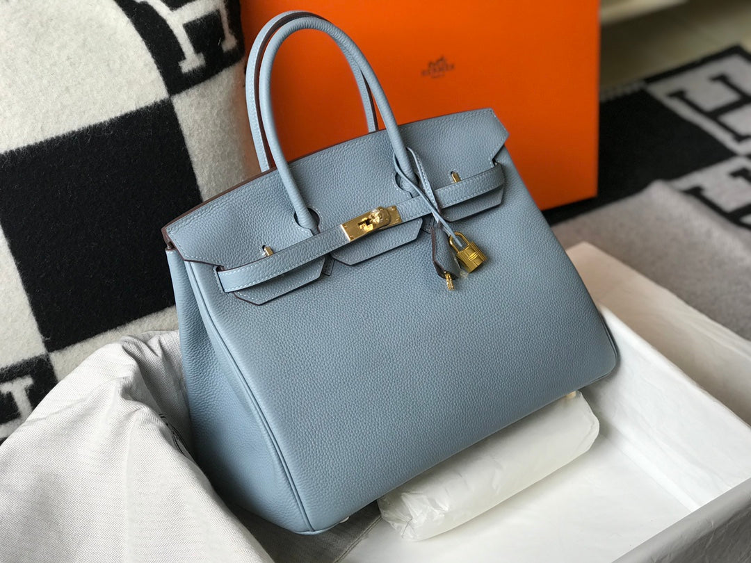 Hermes Birkin 35Cm Sky Blue Togo Leather Gold Hardware