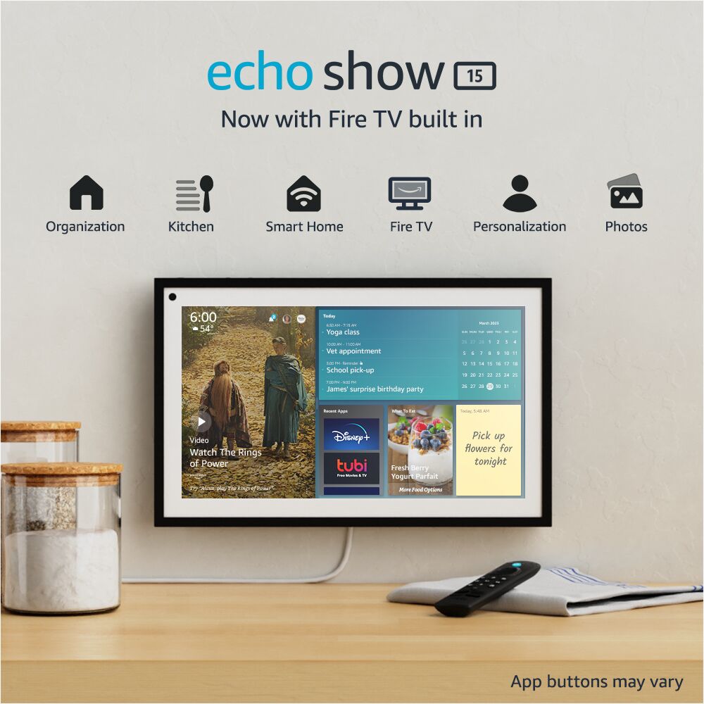 Amazon - Echo Show 15 15.6 inch Smart Display with Alexa and Fire TV - Black
