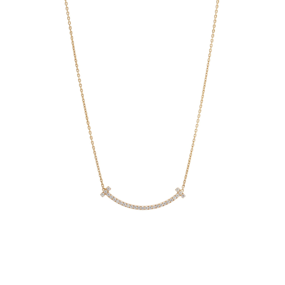 Tiffany & Co. Tiffany T Smile Necklace 18K Rose Gold Diamond 67513282