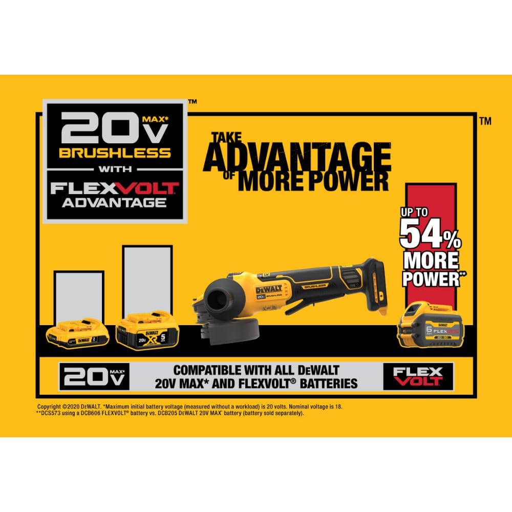 DEWALT 20V MAX Cordless Brushless 4.5 – 5 in. Paddle Switch Angle Grinder with FLEXVOLT ADVANTAGE DCG416B