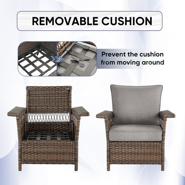 Patio Sofa with Club Chairs,Ottomans,Table