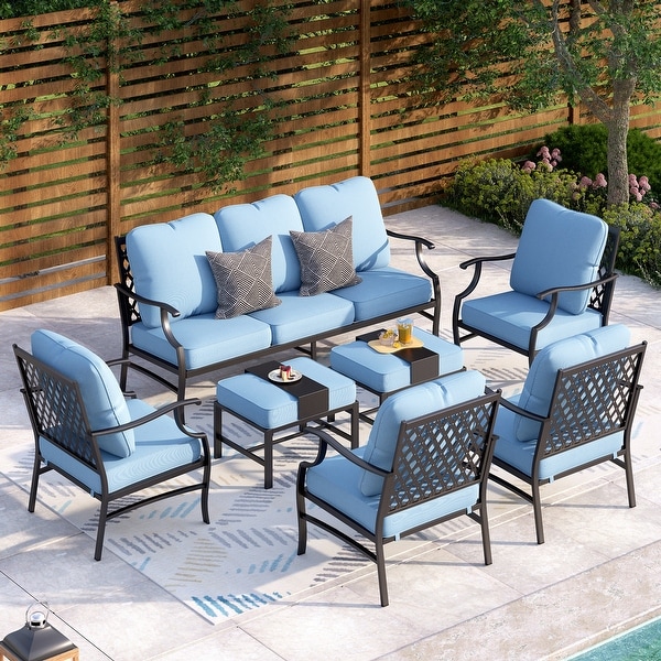 MAISON ARTS 6/7Piece Patio Conversation Sets,Sofa Set with 2/4 x Single Chairs,1 x 3seater Sofa and Coffee Table/Ottomans