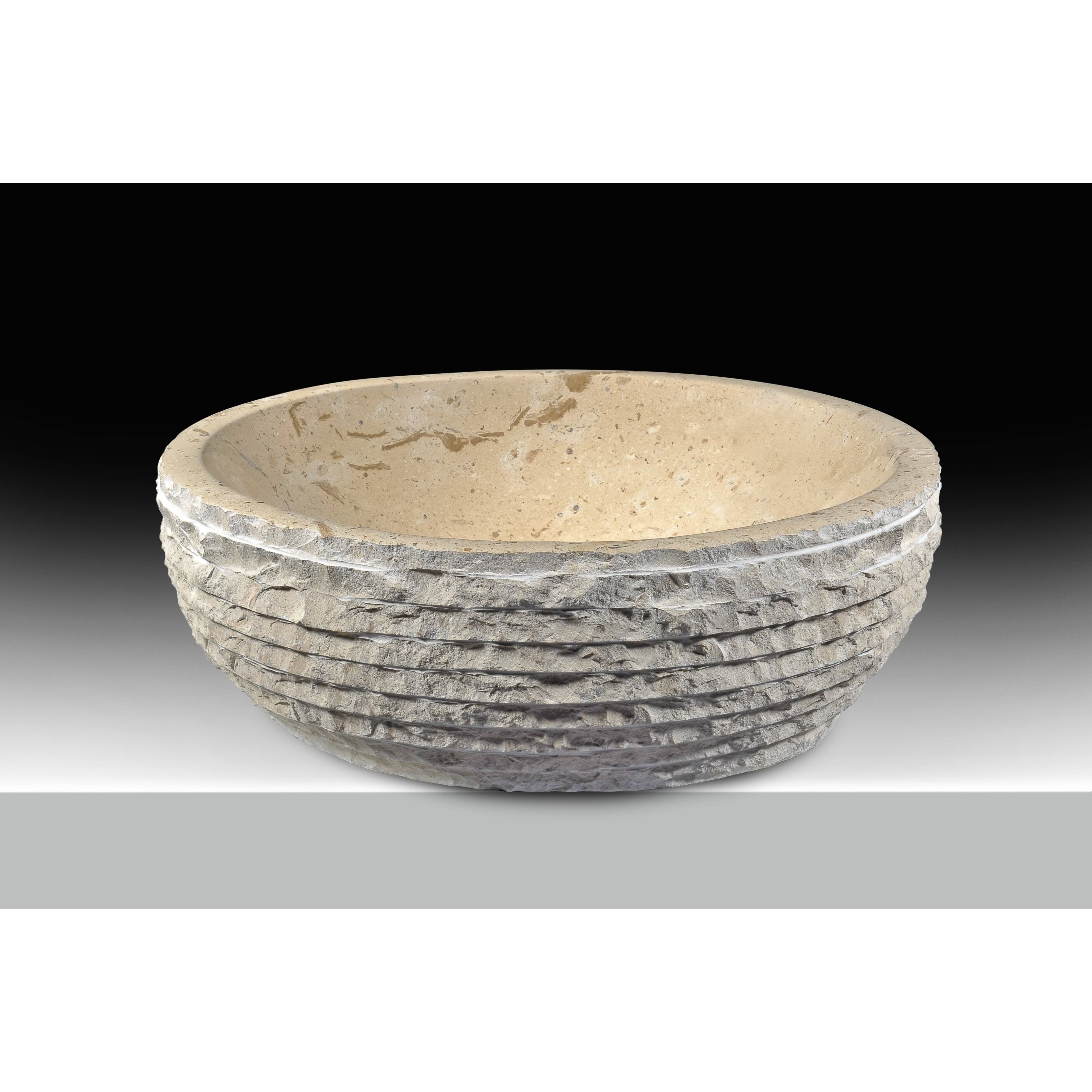 Anzzi LS-AZ147 Desert Basin Vessel Sink in Classic Cream Marble
