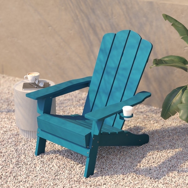 Set of 4 Commercial AllWeather Adirondack Chairs with Cupholders