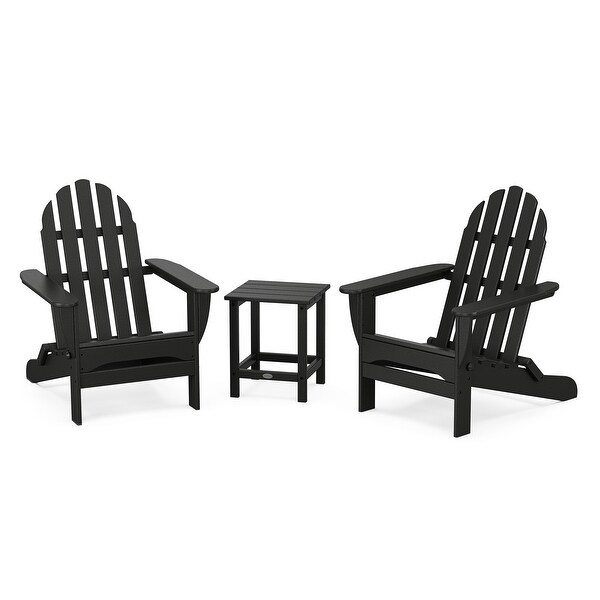 POLYWOOD Classic Folding Adirondack 3Piece Set with Long Island 18