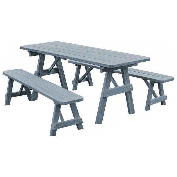 Pine 8' Traditional Picnic Table with 2 Benches