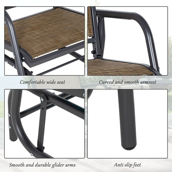 Outsunny Glider/Rocking Chair Set with Breathable Mesh Fabric,Curved Armrest