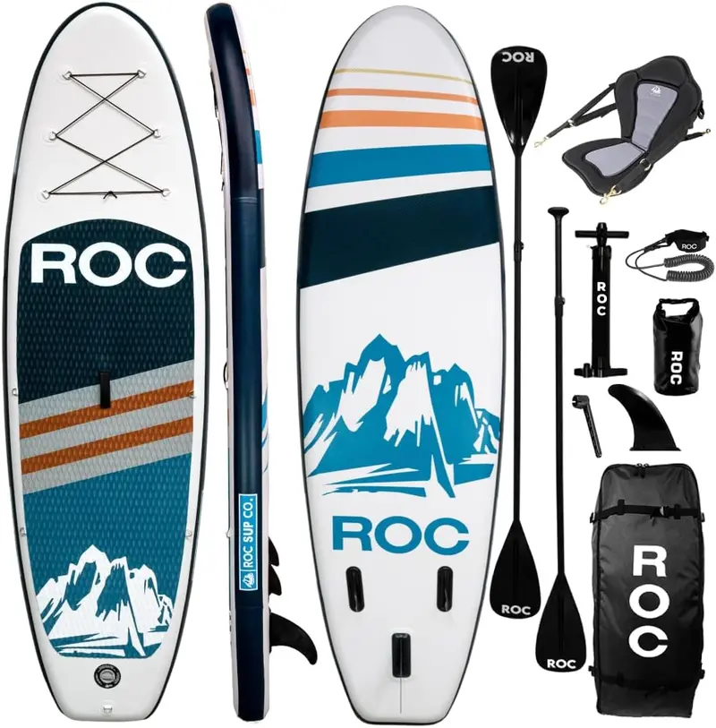 Roc All-in-One Inflatable SUP Kit – Includes Paddle, Pump, Fins & Carry Bag