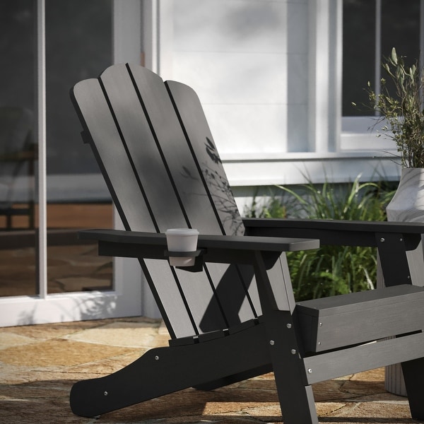 Set of 4 AllWeather Adirondack Chairs with Cupholders