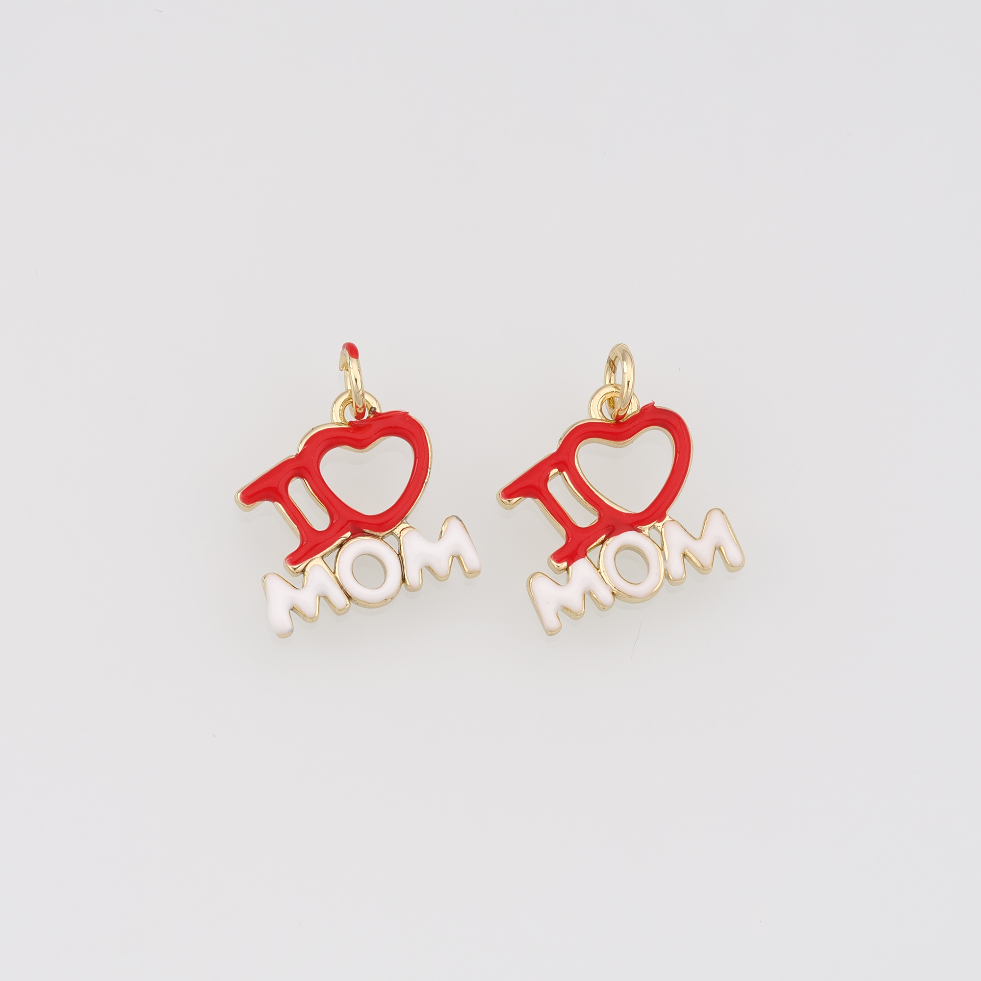 18K Gold Filled Mom Pendant,Enamel Mom Charm Earrings Necklace for DIY Jewelry Making Supply