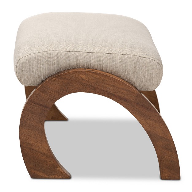 Sandrine Walnut Finished Wood Ottoman Baxton Studio