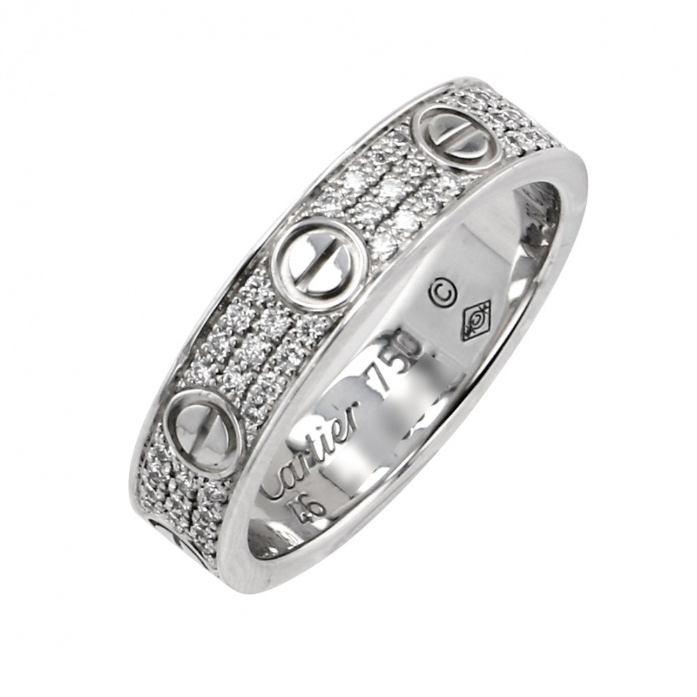 Cartier Love Pave Diamond Ring 18K White Gold