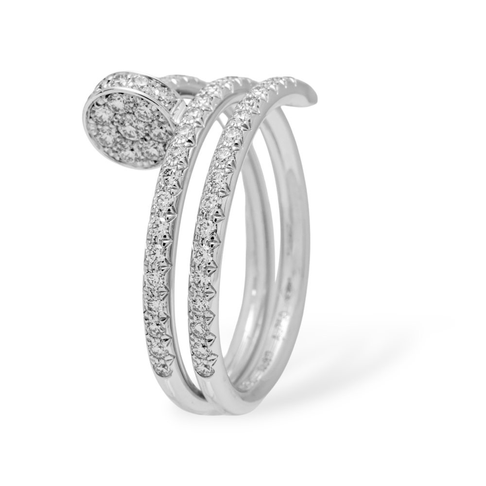 Cartier Juste un Clou Double Semi-pavé Ring 18K White Gold Diamond B4211100