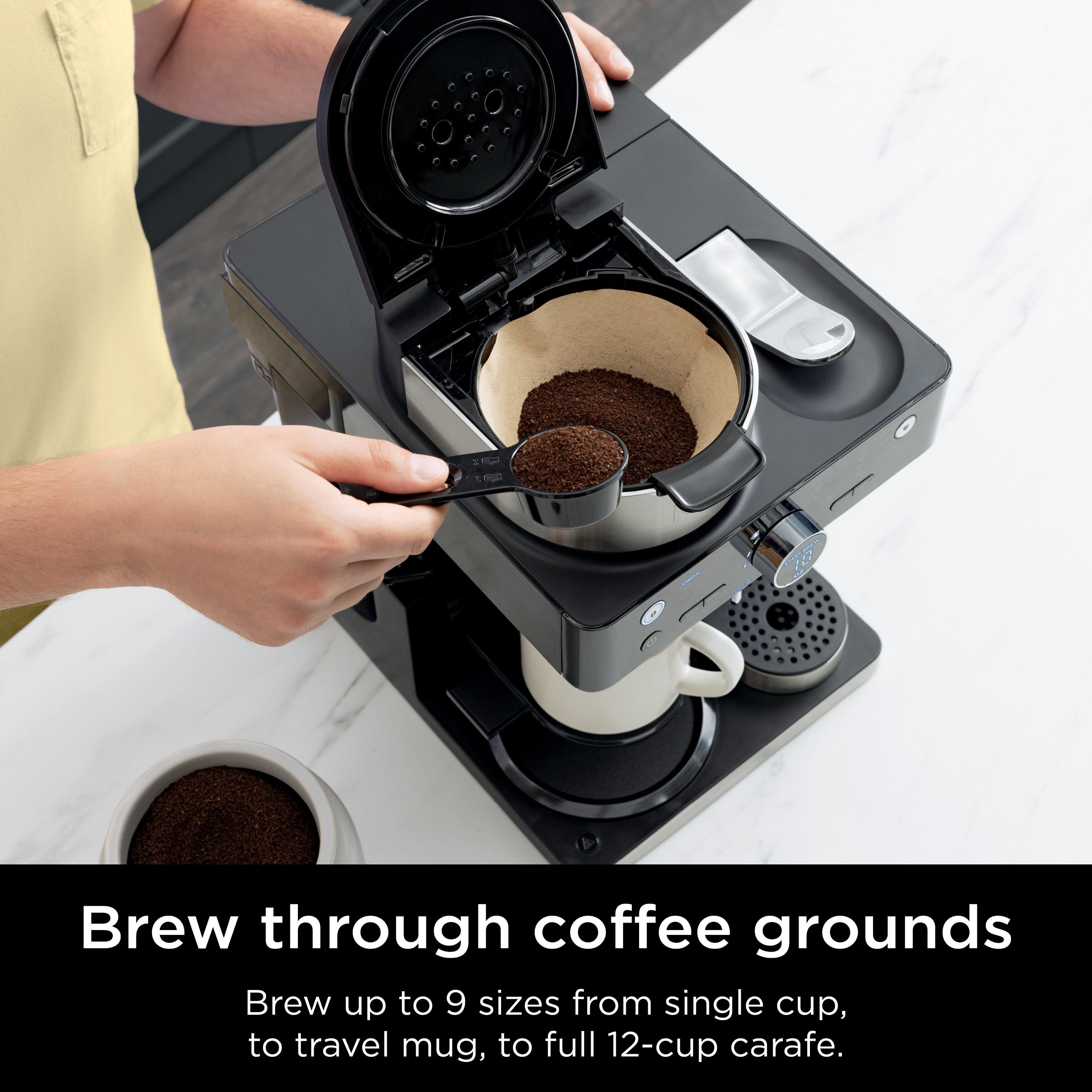 Ninja - Espresso & Coffee Barista System, Single Serve & Nespresso, with 12-Cup Carafe, 4 Styles with Ristretto - Black