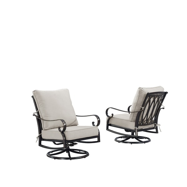 Pair of Black Aluminum Deep Seating Swivel Rocker Club Chairs with Cushions