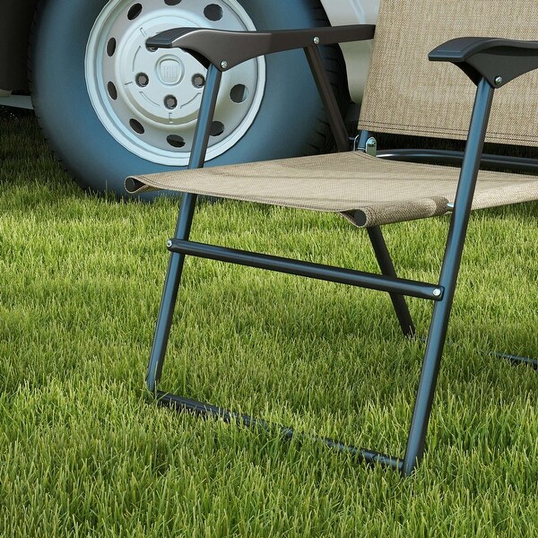 Outsunny Folding Patio Chairs,Set of 4 Camping Chairs with Armrests