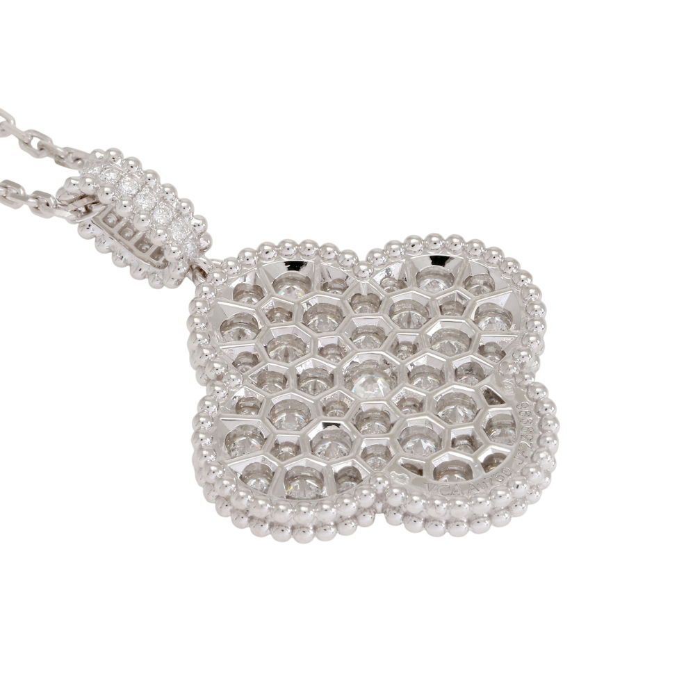Van Cleef & Arpels Magic Alhambra 1 Motif Necklace 18K White Gold Diamond VCARO49O00