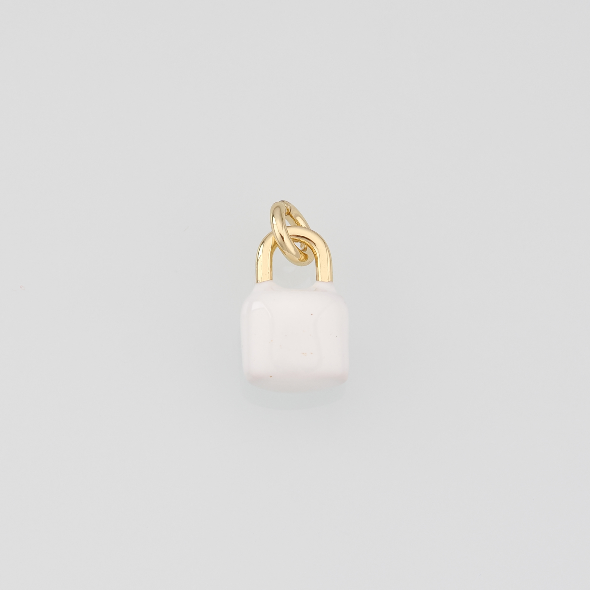 18K Gold Filled Lock Pendant,Enamel Lock Charm Earrings Necklace for DIY Jewelry Making Supply