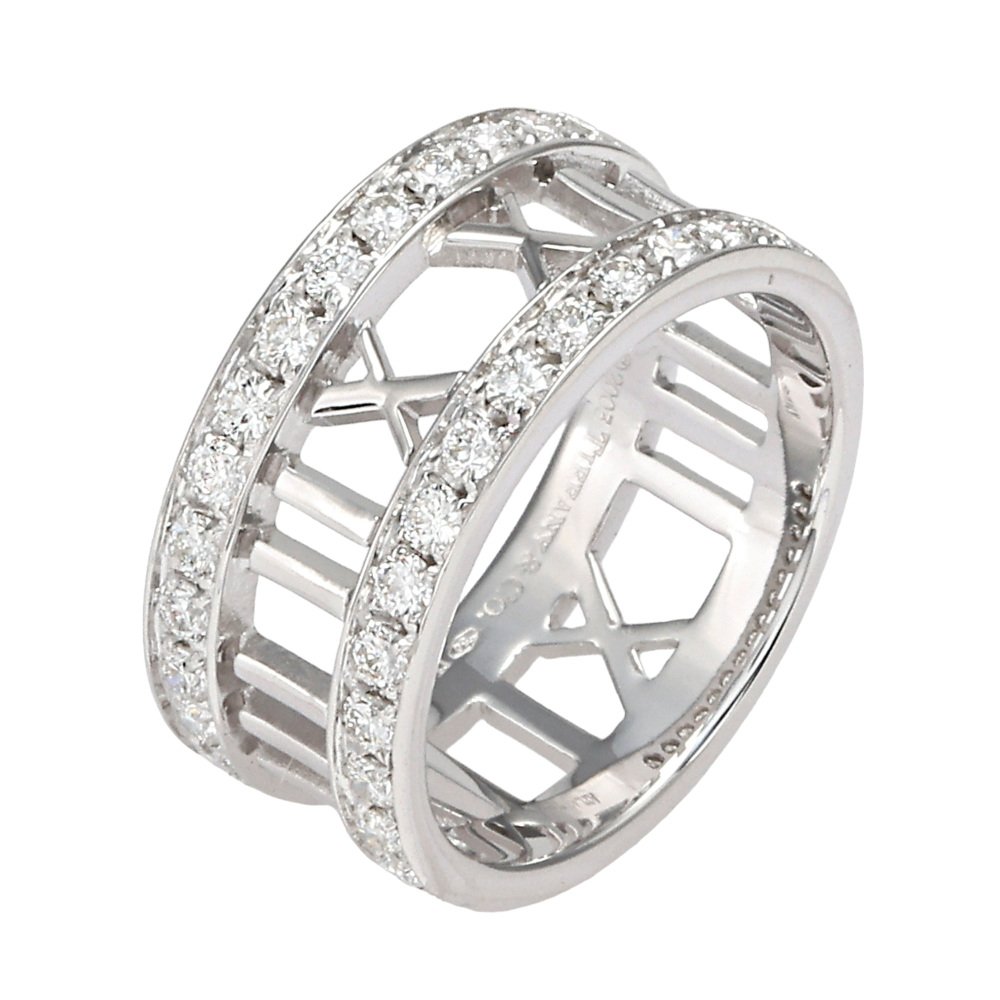 Tiffany & Co. Atlas Open Ring 18K White Gold Diamond
