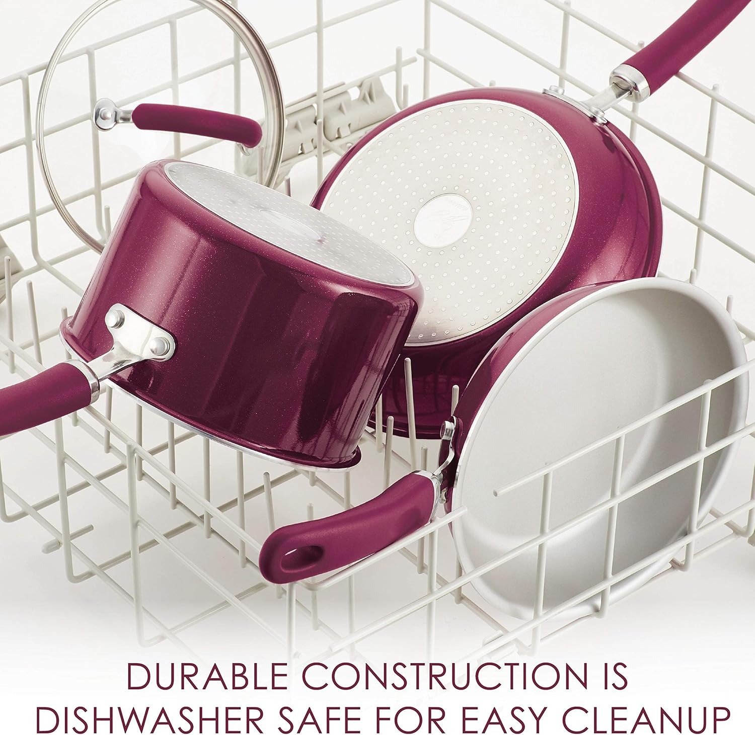 13-Piece Nonstick Cookware Set Induction Compatible Burgundy Shimmer Oven Safe 400°F