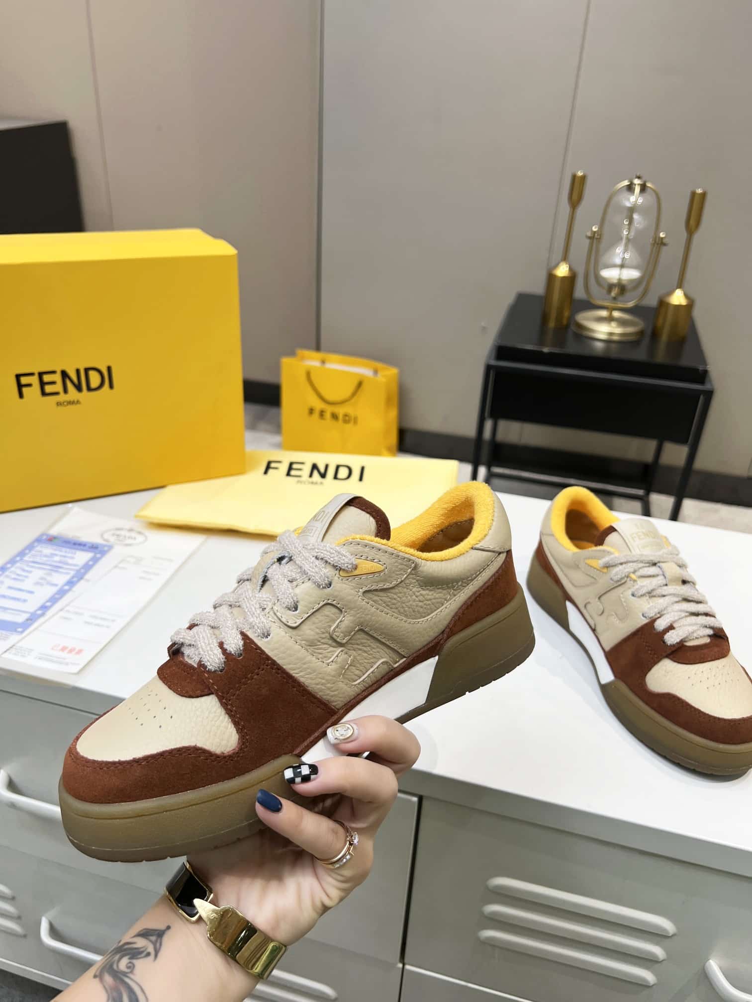 Fendi Match Suede Low-Tops Beige 8E8252Ahh2F1Fhu
