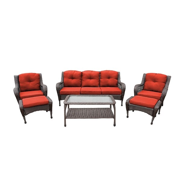 6piece Resin Wicker Patio Furniture Conversation Set with High Back