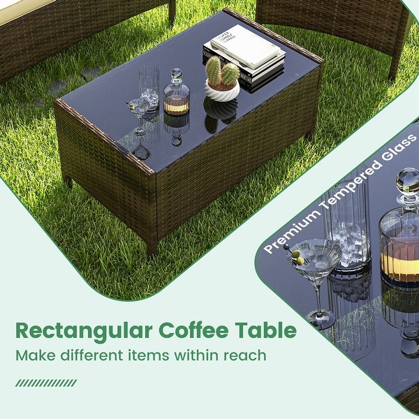Costway 4 PCS Patio Furniture Set with Washable Cushions and Tempered
