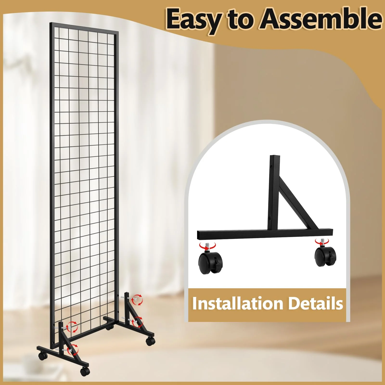Blulu 4 Pcs Standing Grid Panel Tower with S Hook