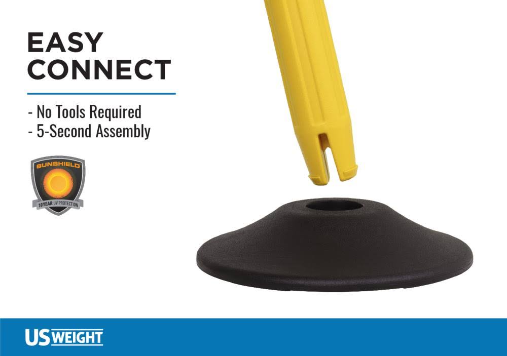 US Weight Heavy Duty Stanchion, Height 37 7/8 in, Yellow, Post Material High Density Polyethylene, 1 PR U2007YC