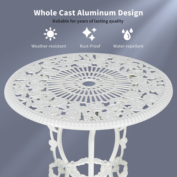 Costway 3PCS Cast Aluminum Patio Bistro Furniture Set Rose Design
